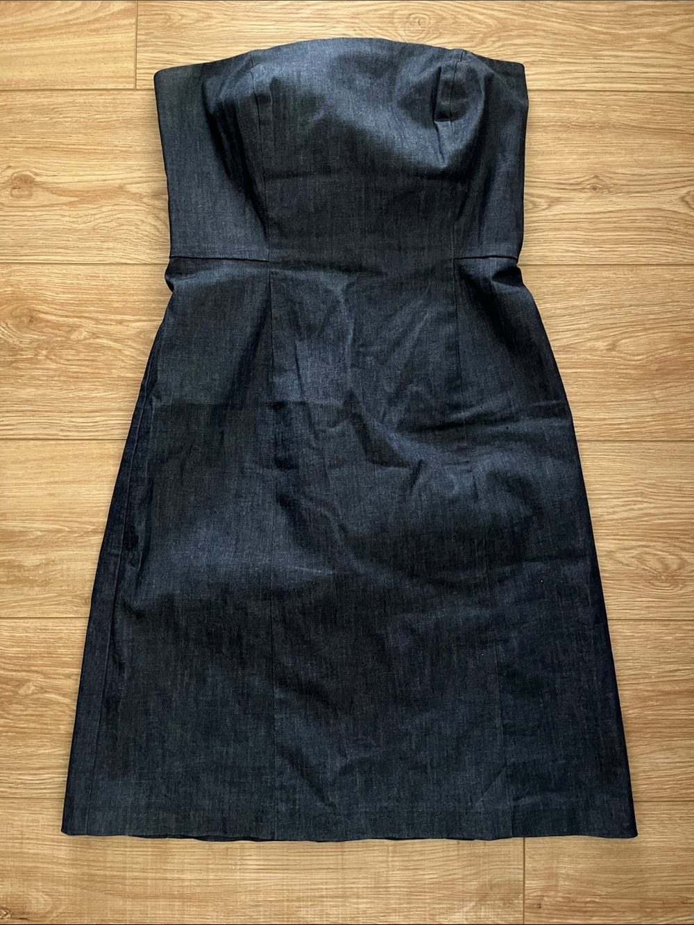 Vintage 90s Ann Taylor strapless dark denim dress